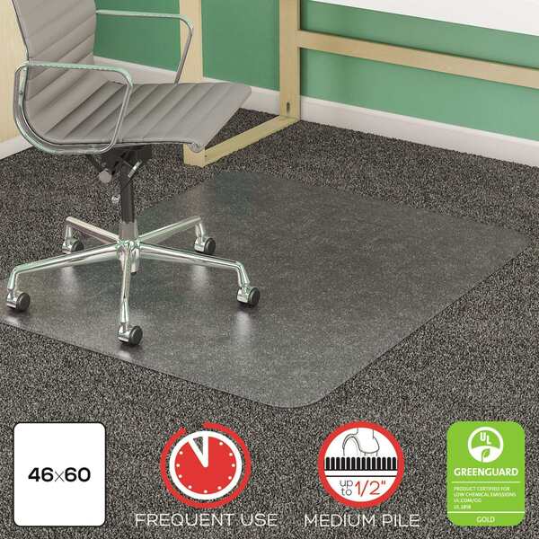 Deflecto Chair Mat 46"x60", Rectangular Shape, Clear, for Carpet CM14443F